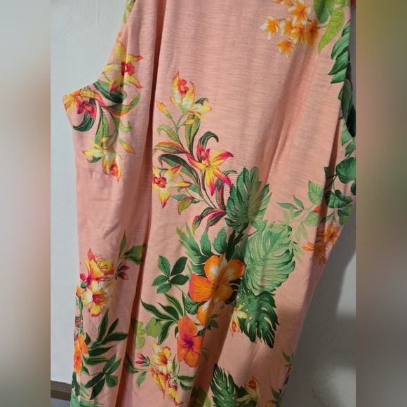 Tommy Bahama Tropical Floral Dress Womens Large Pink Sleeveless V-Neck Summer - Picture 4 of 5